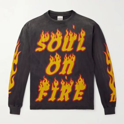 Black SAINT MXXXXXX Soul On Fire Distressed Printed Cotton T-Shirt